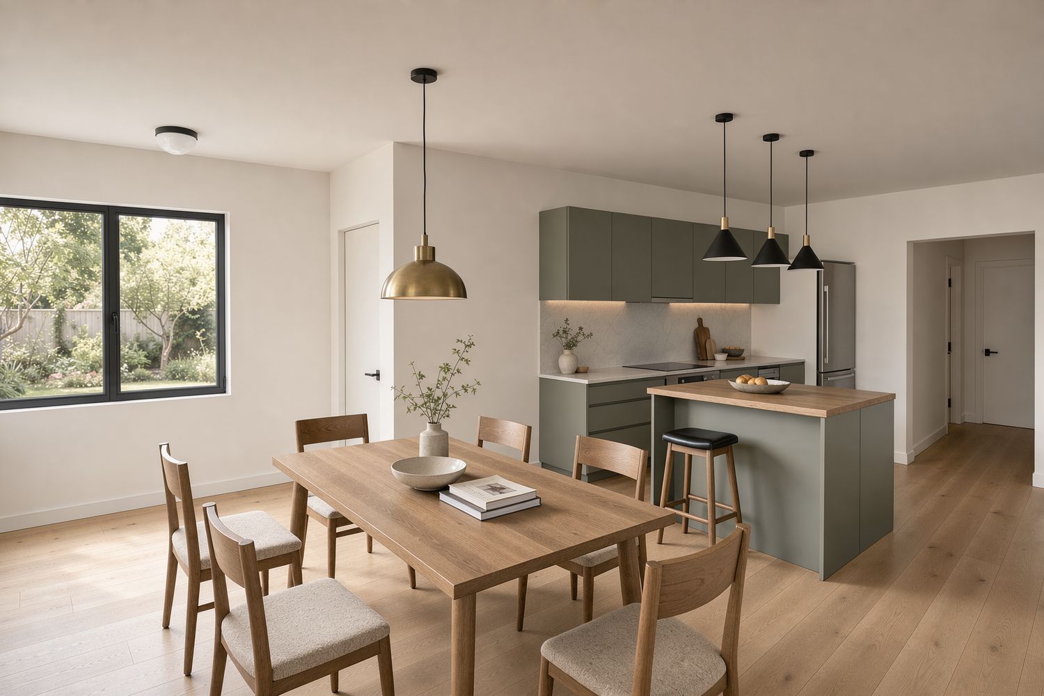 Salle à manger ouverte sur la cuisine