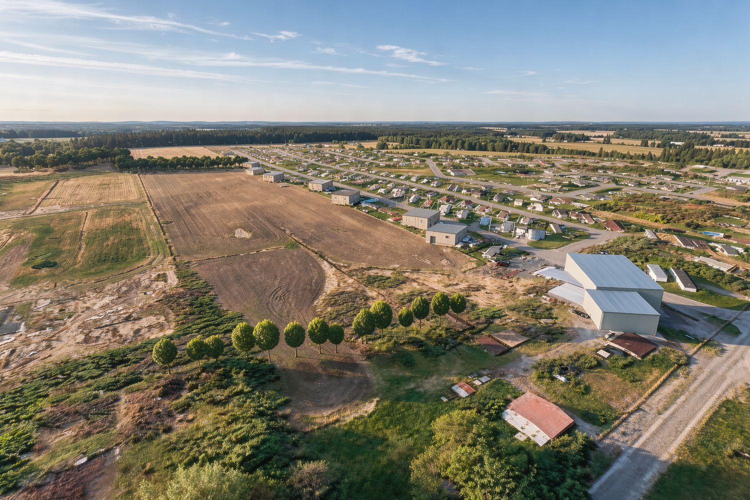 Vue aérienne d'un terrain agricole